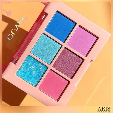 Paleta de maquillaje de sombra de ojos con pigmento brillante de 6 colores